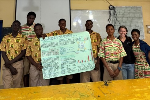 Cassidy Ezzi and a group of students from Ghana