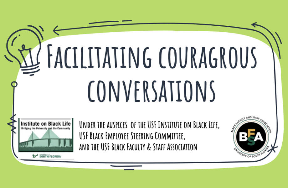 Facilitating Courageous Conversations first PowerPoint presentation slide. 