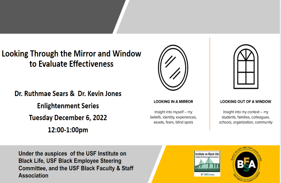 Looking through the window and mirror to evaluate effectiveness