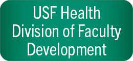 green button with text that reads USF Health Division of Faculty Development