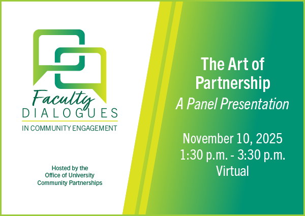 faculty diaglogues graphic promoting event on Nov. 10