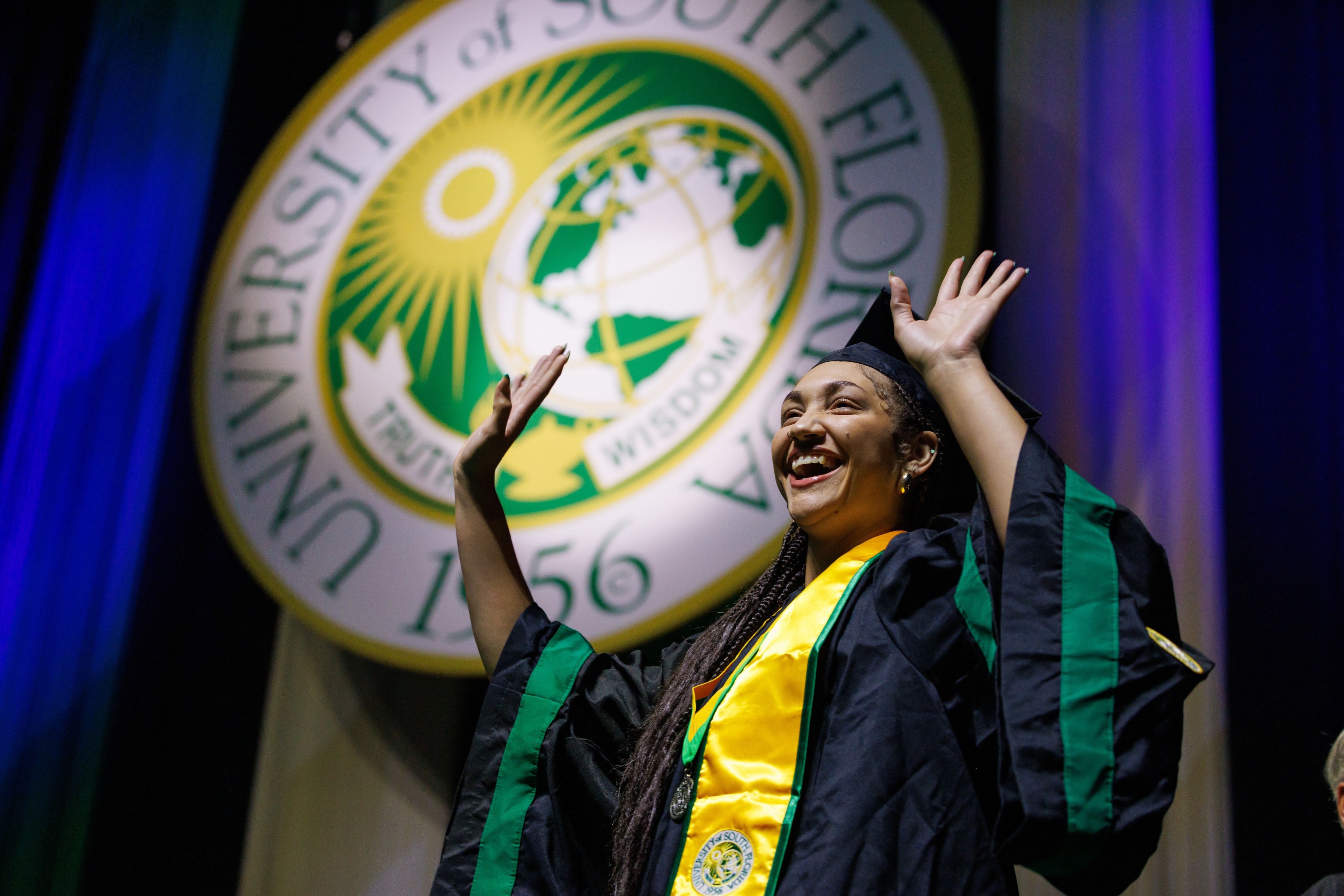 female student in commencement robe
