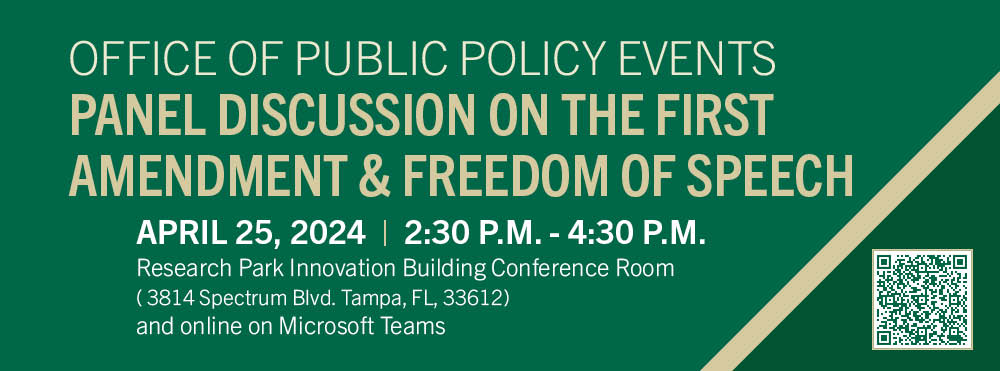 Office of public policy, events panel discussion on the first amendment and freedom of speech