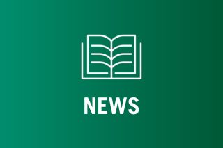 green graphic that reads "news" with a book icon
