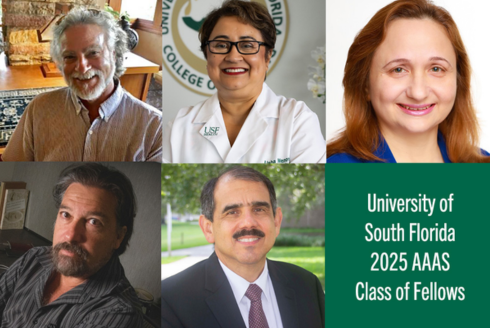 five faculty members headshots with caption that reads 