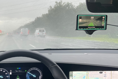 Windshied shows rainy conditions