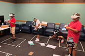 students with AI headsets
