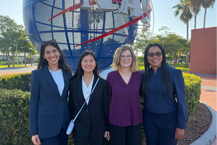 A group photo of the students selected to have their project in space: Jaiden Brick, Jade Fei, Hannah Kirschenmann, and Krystal Walford  