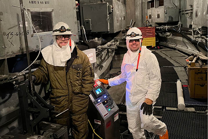 Ty Hagan and Ahmad Vaselbehagh testing their new technology at the Tennessee Valley Authority nuclear plant.