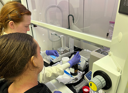 two students testing neutrode
