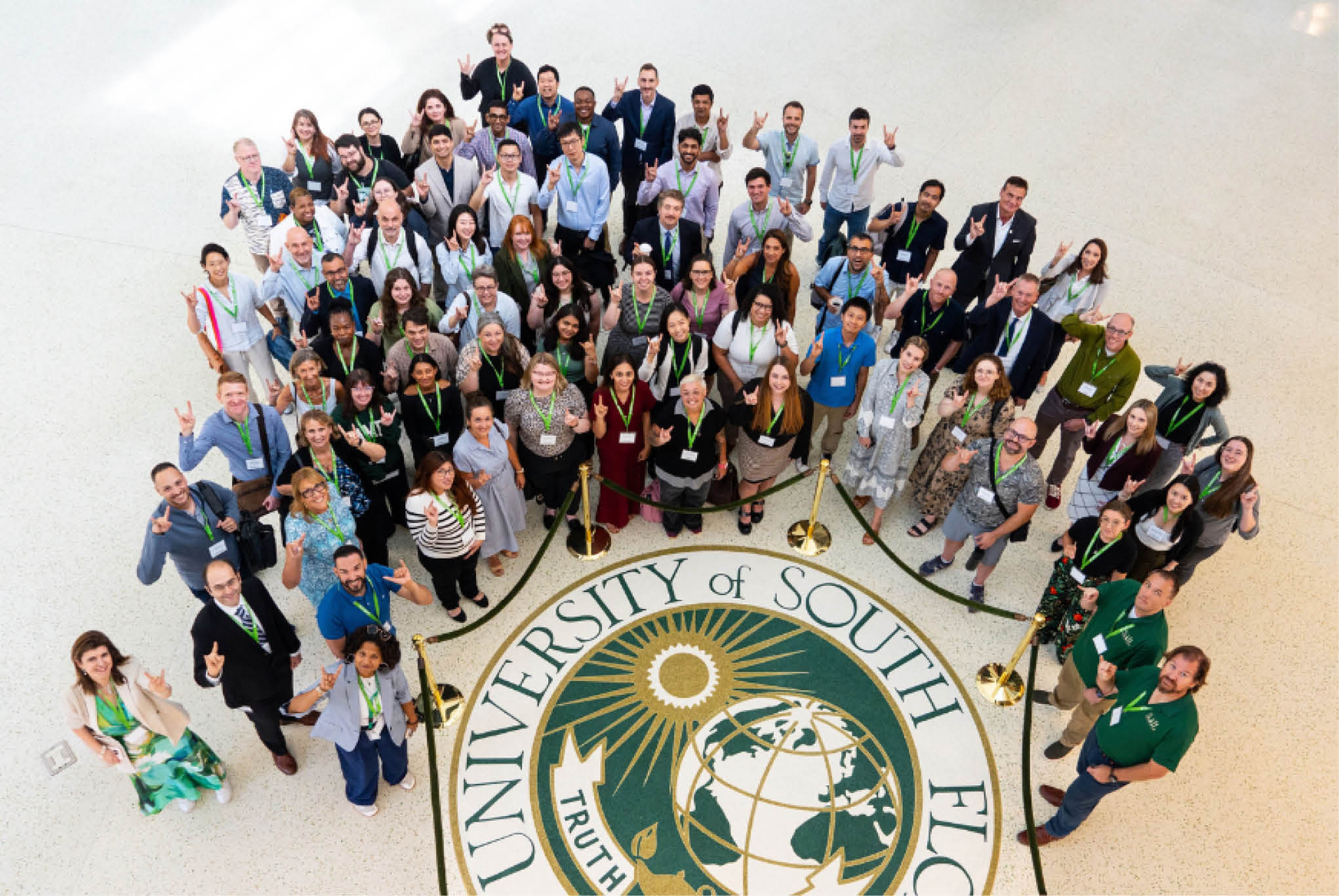 A group photo of distinguished USF faculty