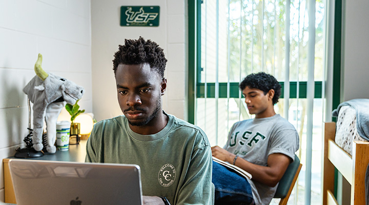 students in dorm room