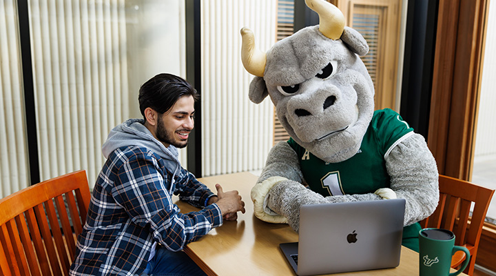 rocky with student