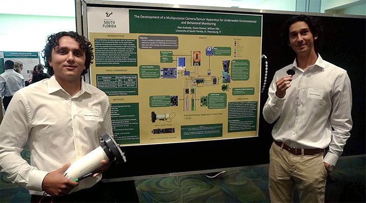 students in front of research poster