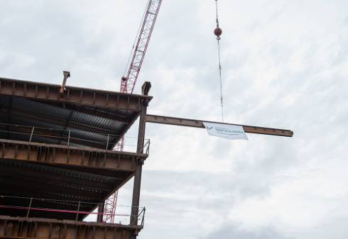 Beam on top of on new USF Research Park building