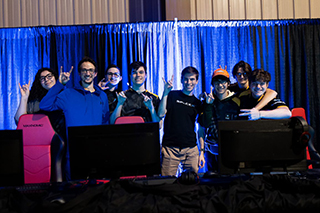 Esports team photographed during an esports event. 