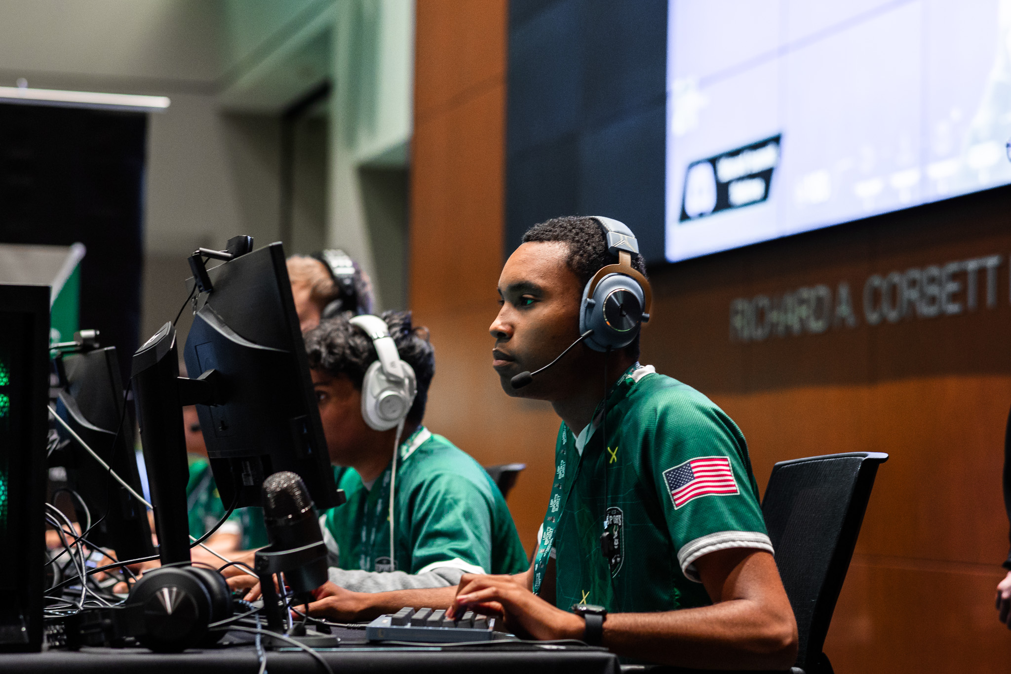 USF students participating in a video game competition during an esports event.