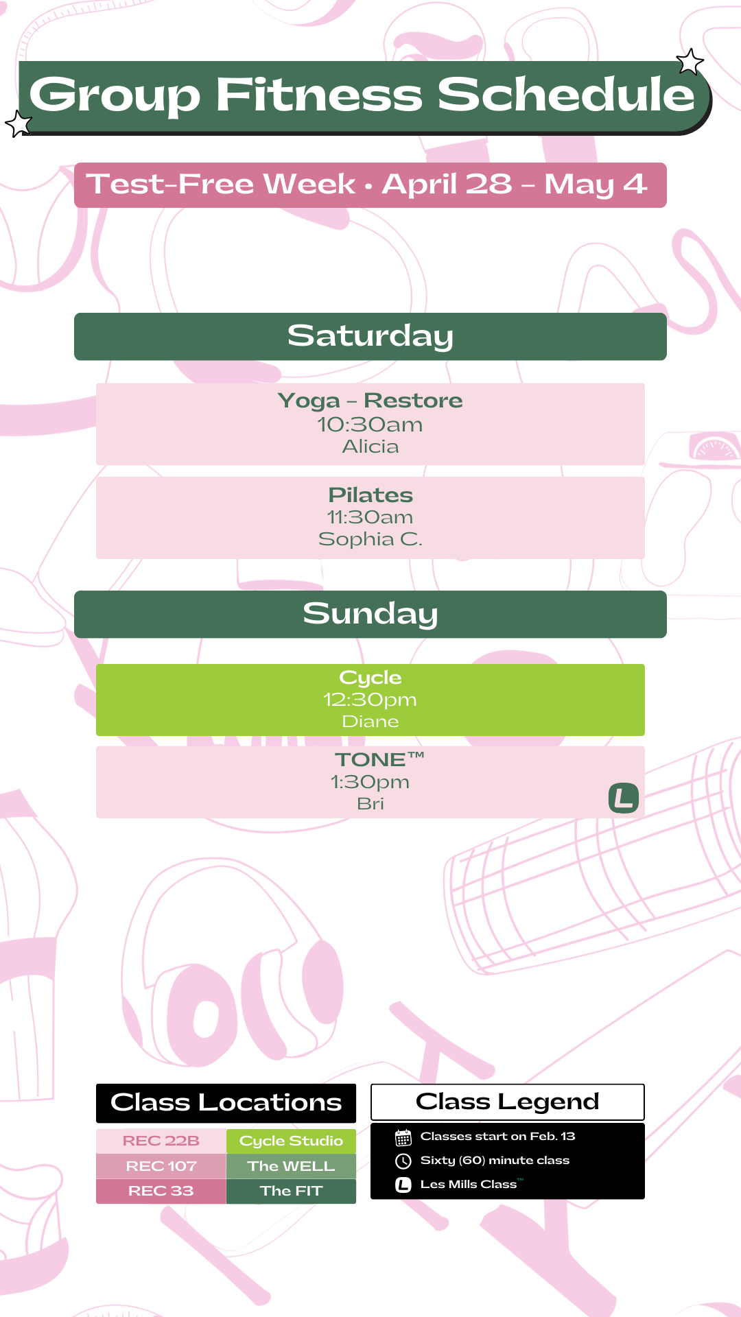 Saturday Sunday Schedule
