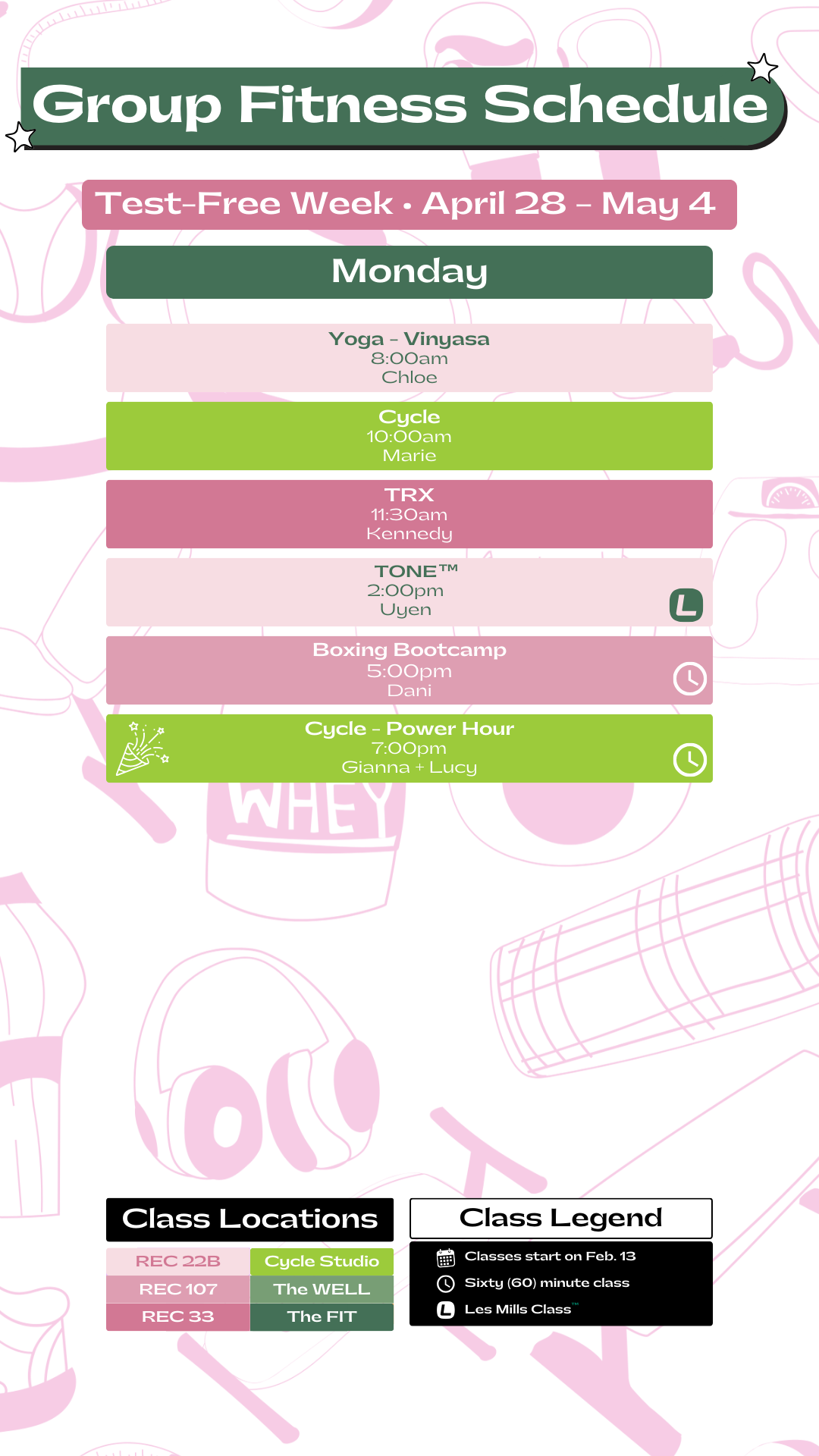 Monday Schedule