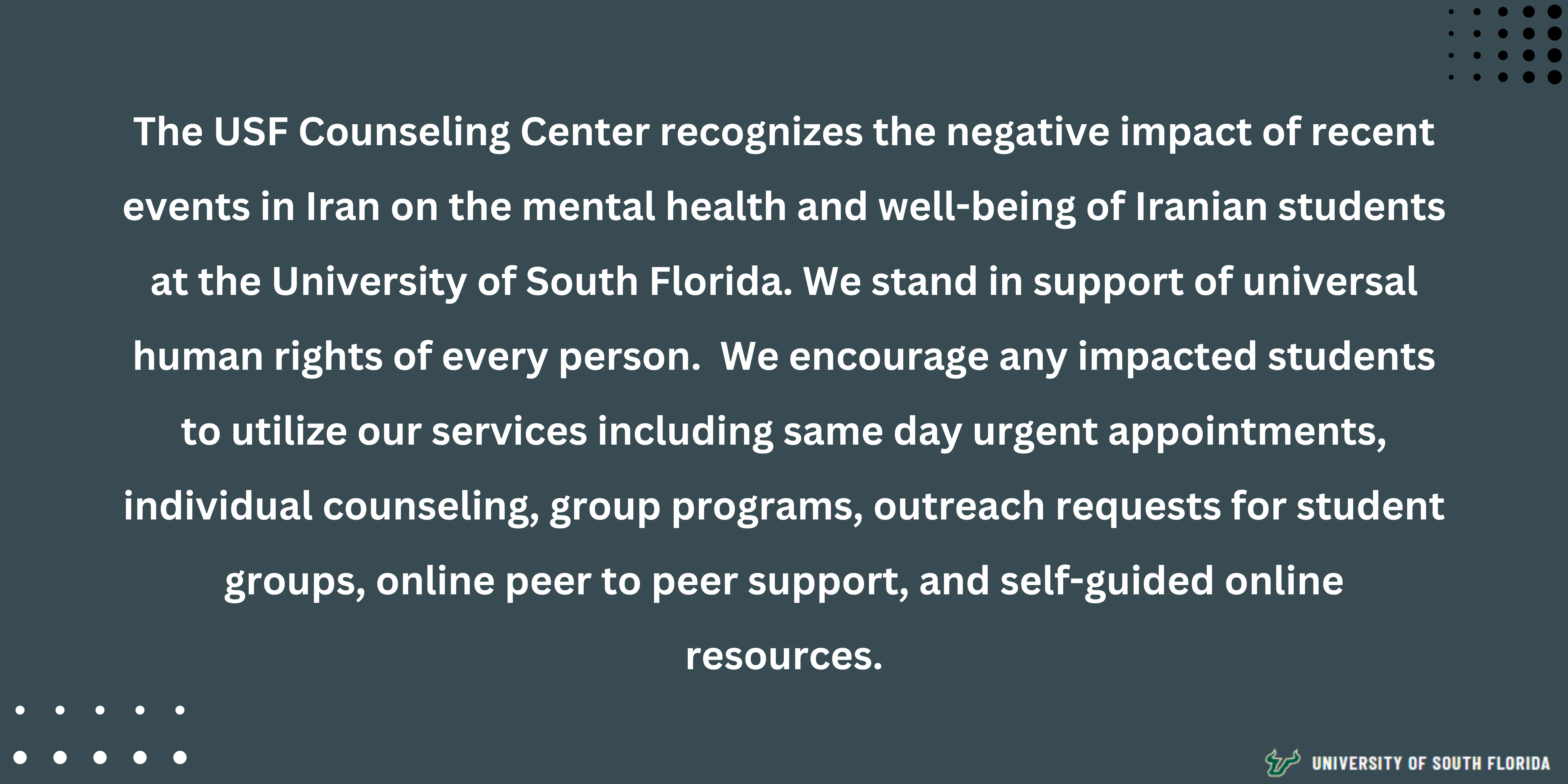 Counseling Center's response to Iranian Protests