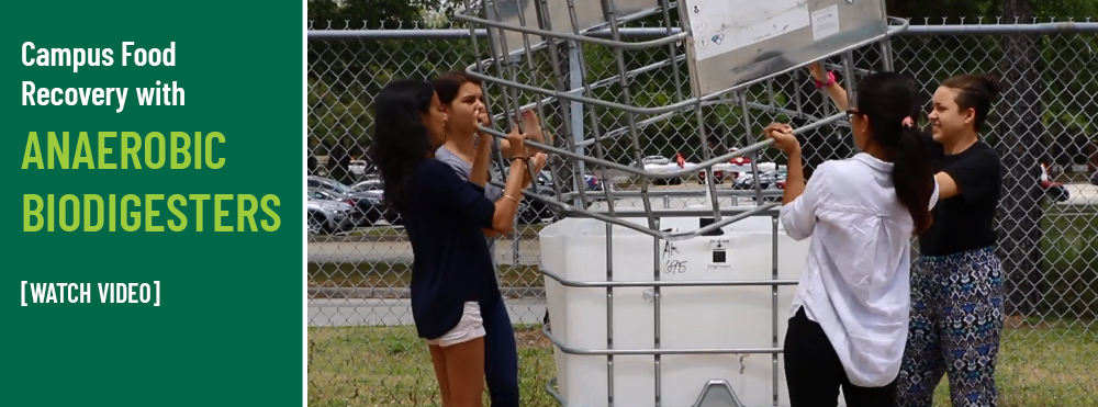 image of anaerobic biodigester containers and students doing project