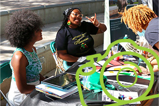 student org members tabling at Bull Market