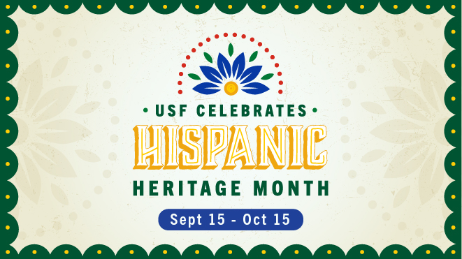 USF Celebrates Hispanic Heritage Month logo with dates