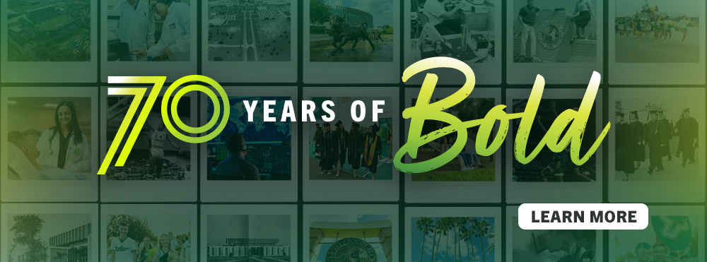 USF 70 years of Bold graphic 