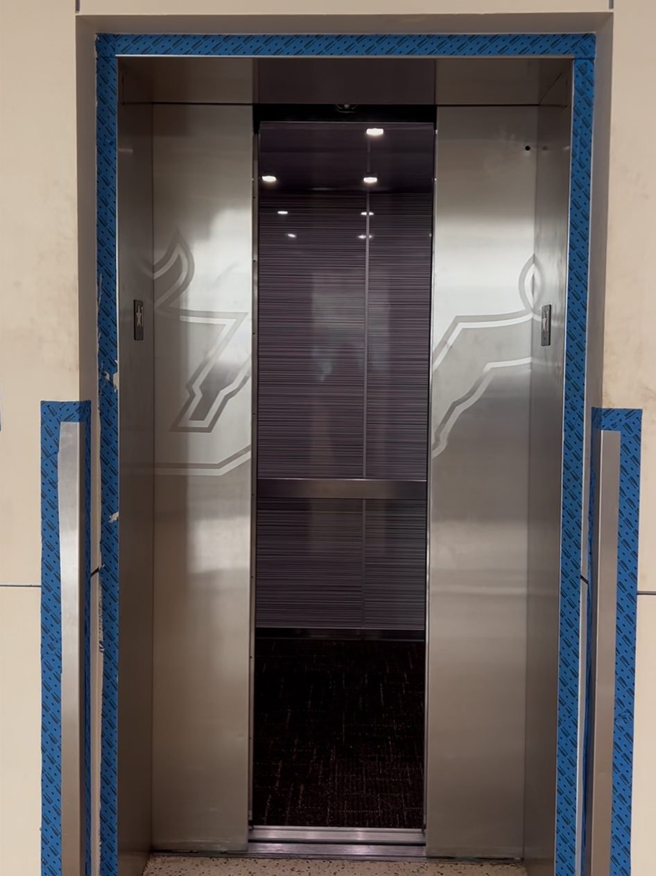 Elevator door partially opened