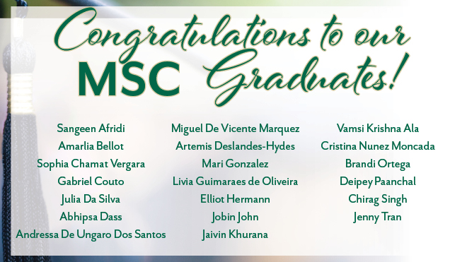 list of graduating MSC student staff