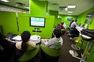 Students playing video games