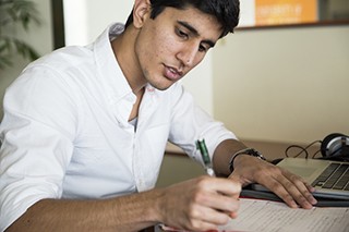 Young man studying