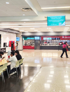 Trooh Screen at Food Court Entrance