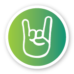 Circle icon with the bulls hand symbol.