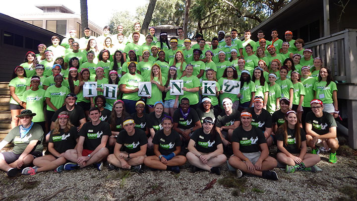 Group of USF students holding up Thank you sign