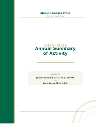 Annual Summary of Activity Cover Page Student Ombuds Office 2025-2026
