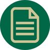 a green circle with a golden outlined paper in the center
