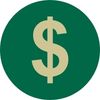 a green circle with a golden dollar sign in the middle