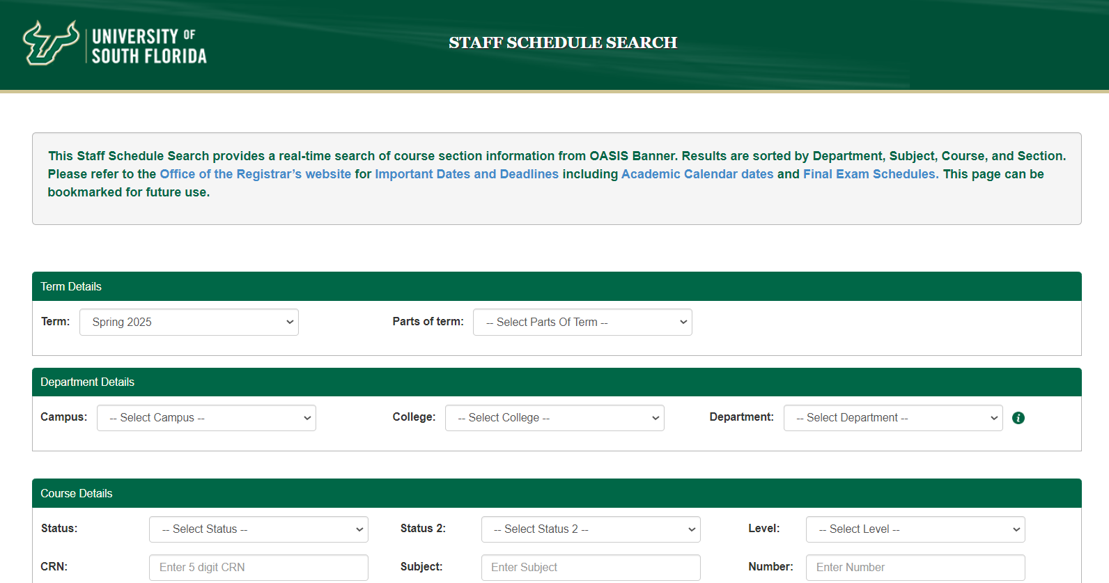 Staff Schedule Search