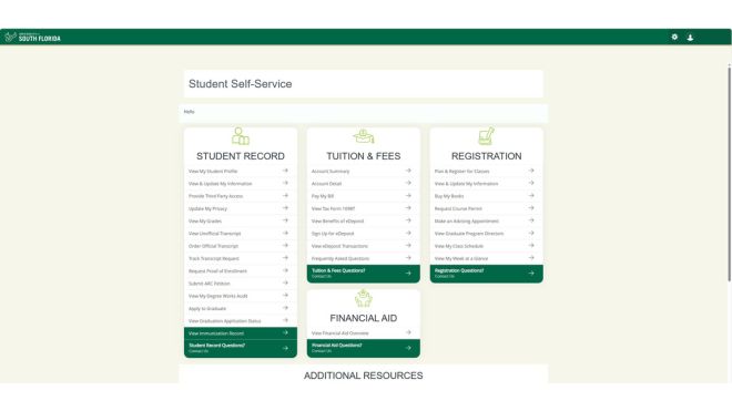 Student Self Service Dashboard