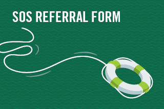 SOS Referral Form with an illustration of a life preserver with a long rope