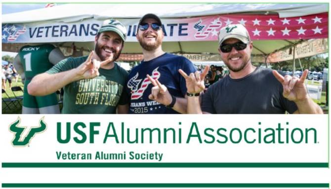 USF Veteran Alumni Society photo featuring three USF Veteran Alumni