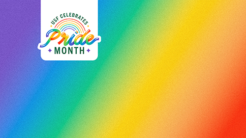 USF Celebrates Pride Month Rainbow Teams Background 1