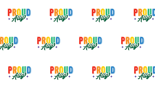 USF Celebrates Pride Month Teams Background 6 with "Proud Ally" text