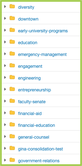 Screenshot of Frames view with folders