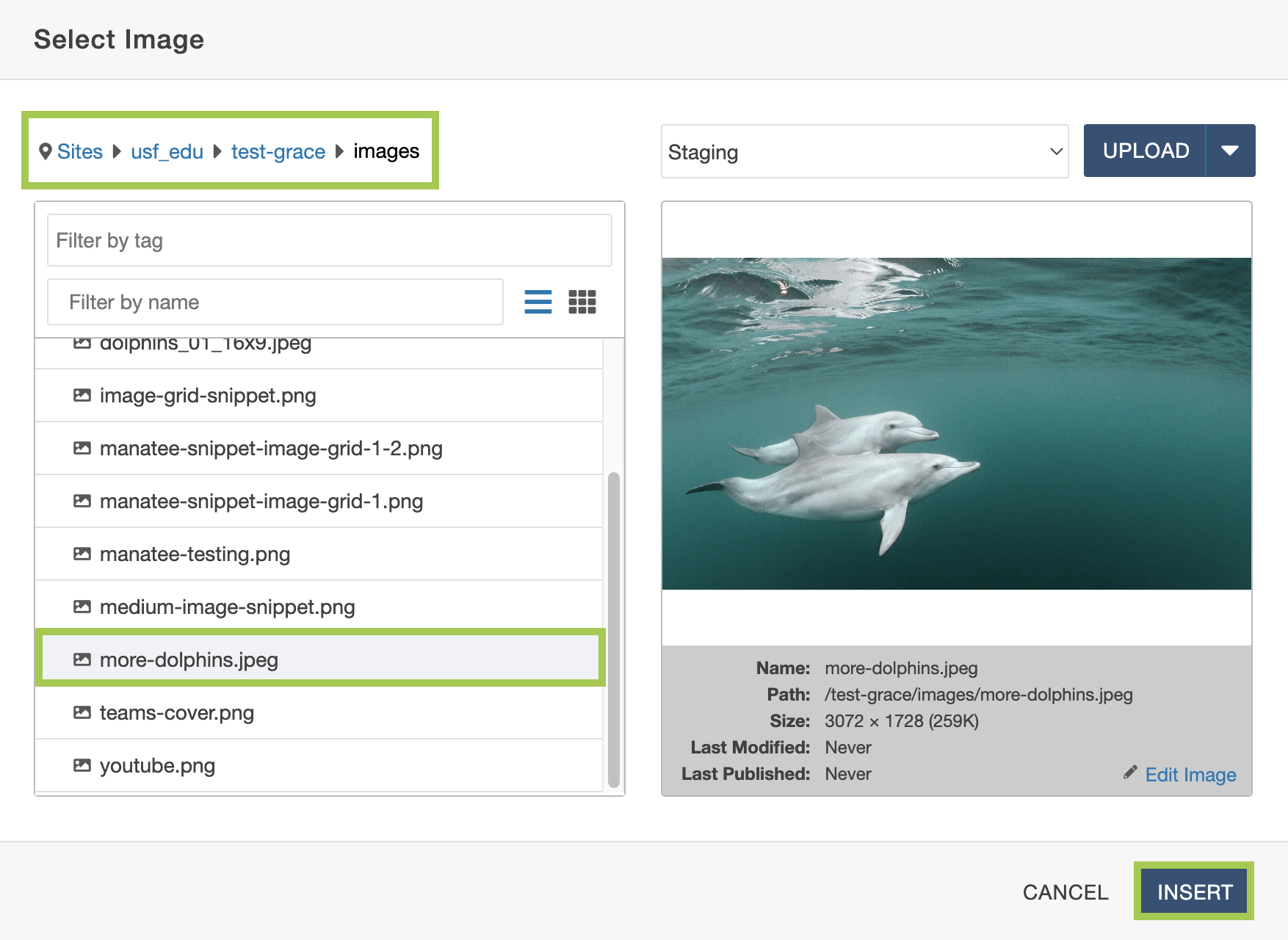 Screenshot of choosing an image in the Dependency Manager of the Listing Image in MultiEdit in news site.