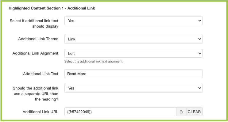 Highlighted Content Section 1 - Additional Link in MultiEdit