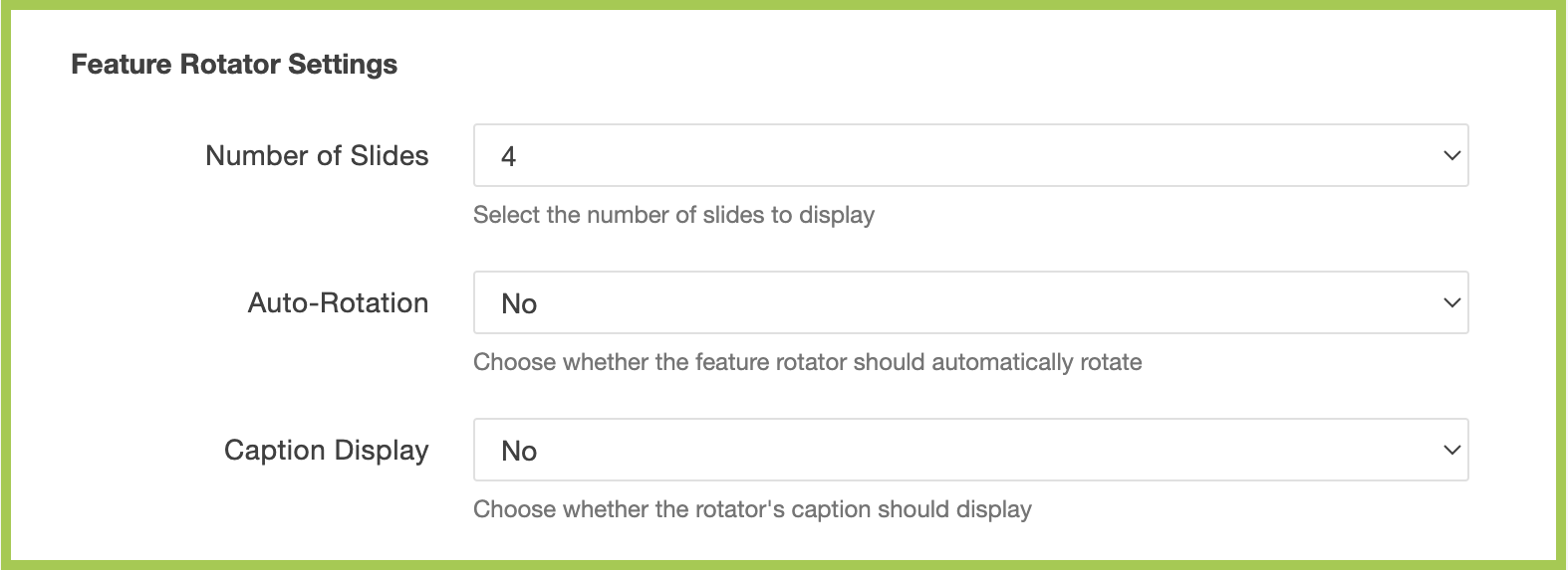 Screenshot of Feature Rotator Settings