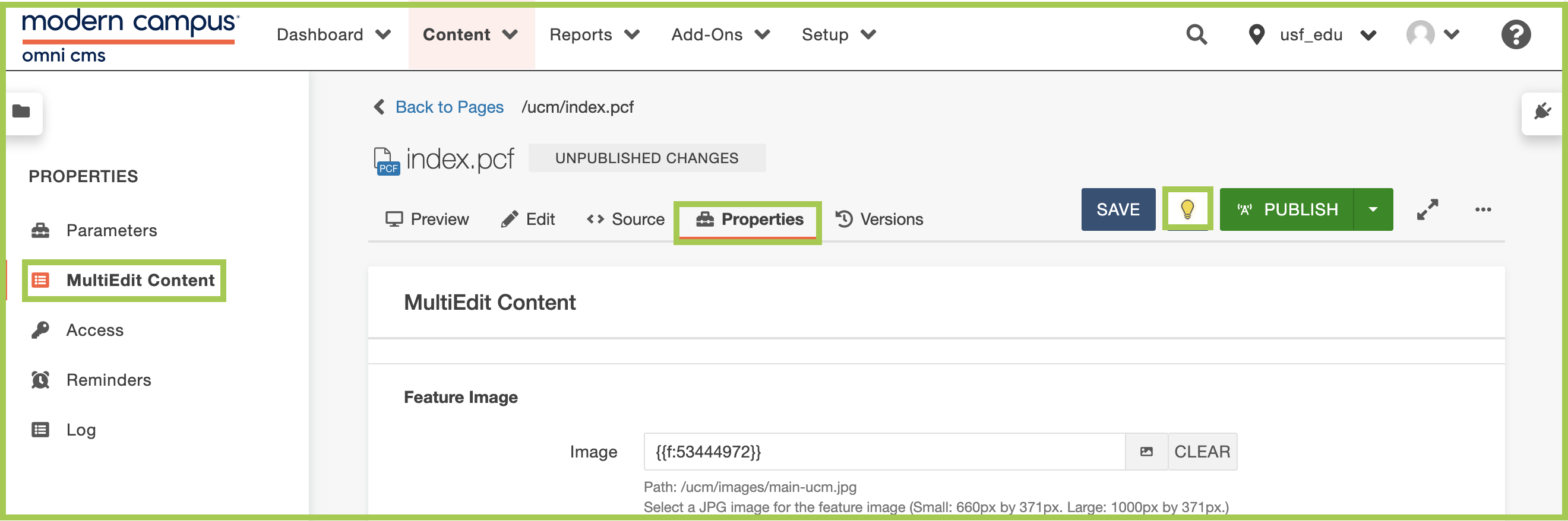 Multiedit feature on an index page in Properties