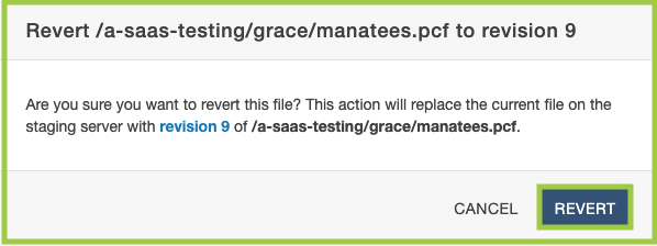 Screenshot of the Revert Dialog Box in the Modern Campus CMS.